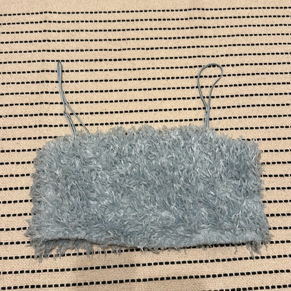 Zara Baby Blue Fluffy Tank Top - Picture 2 of 5